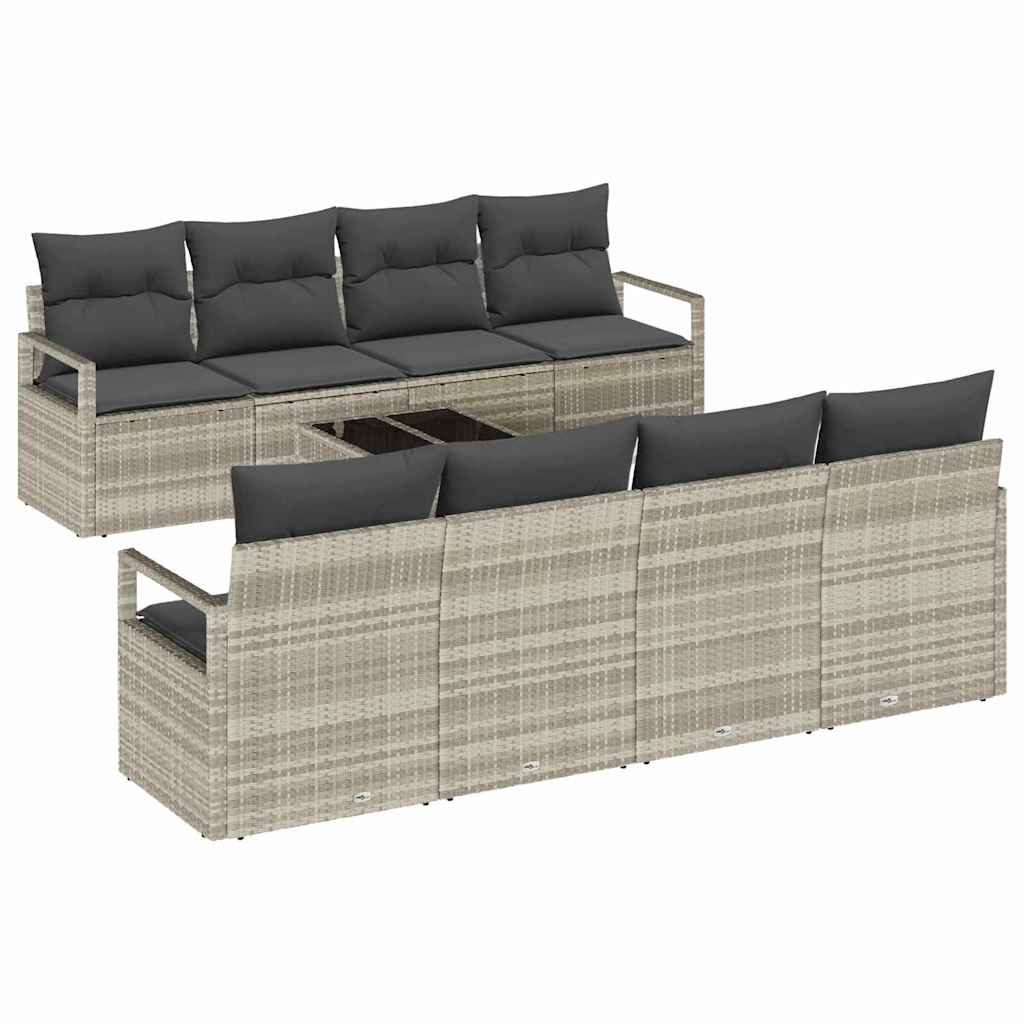 Garten-Sofa-Set 9 pcs Hellgrau und Dunkelgrau 55 x 55 x 37 cm